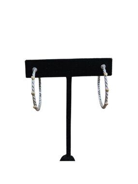 Judith Ripka Sterling Silver 925 Cable Hoop Earrings With Gold Hearts